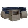 vidaXL Salon de jardin 5 pcs avec coussins gris r&eacute;sine tress&eacute;e acacia