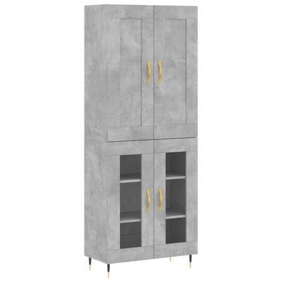 vidaXL Buffet haut Gris béton 69,5x34x180 cm Bois d'ingénierie