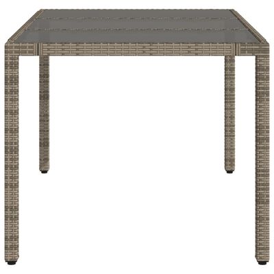 vidaXL Table de jardin dessus en verre Gris 150x90x75cm Résine tressée