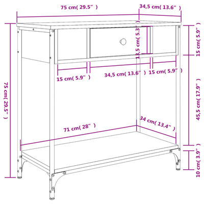 vidaXL Table console chêne fumé 75x34,5x75 cm bois d'ingénierie