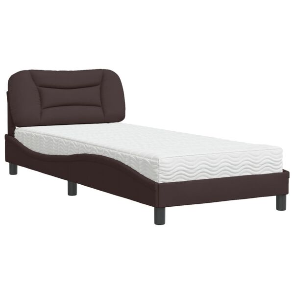 vidaXL Lit avec matelas Hvar marron fonc&eacute; 80x200 cm tissu