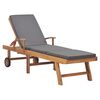 vidaXL Chaise longue avec coussin Bois de teck solide Gris fonc&eacute;