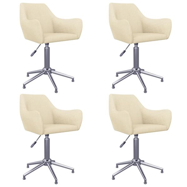 vidaXL Chaises pivotantes &agrave; manger lot de 4 Cr&egrave;me Tissu