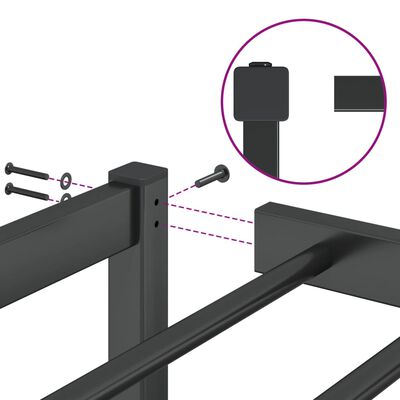 vidaXL Cadre de lit métal sans matelas noir 90x190 cm