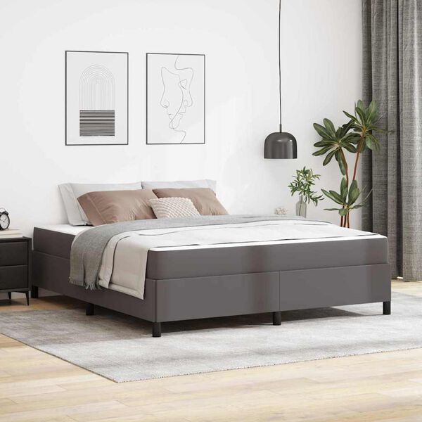 vidaXL Cadre de lit avec matelas Gris 180 x 200 cm tissu