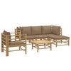vidaXL Salon de jardin 6 pcs avec coussins taupe bambou