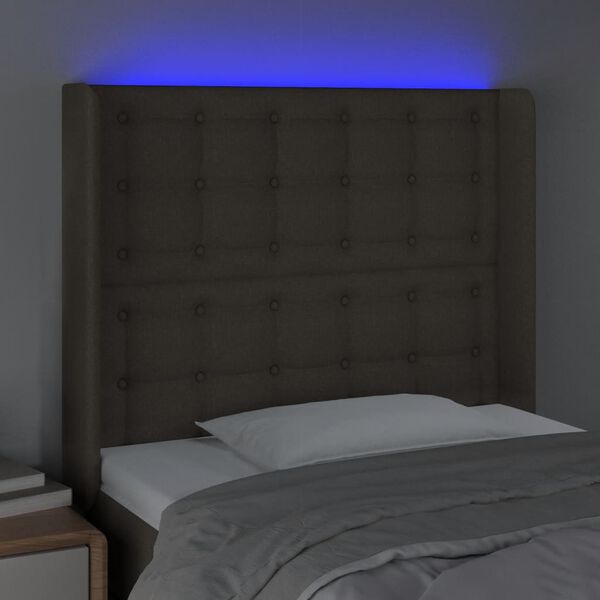 vidaXL T&ecirc;te de lit &agrave; LED Taupe 93x16x118/128 cm Tissu