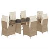 vidaXL Ensemble &agrave; manger de jardin et coussins 7 pcs beige poly rotin