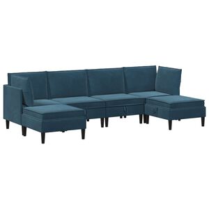 vidaXL Ensemble de meubles pour le salon 6 pcs Bleu Velours