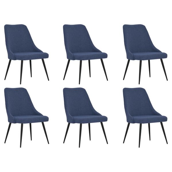 vidaXL Chaises &agrave; manger lot de 6 bleu tissu
