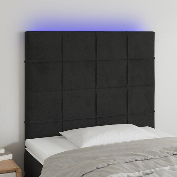 vidaXL T&ecirc;te de lit &agrave; LED Noir 100x5x118/128 cm Velours