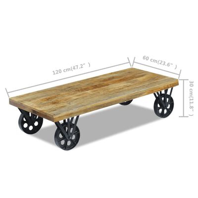 vidaXL Table basse en bois de manguier 120 x 60 x 30 cm