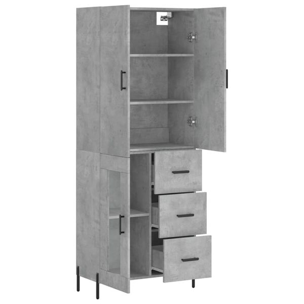 vidaXL Buffet haut Gris b&eacute;ton 69,5x34x180 cm Bois d'ing&eacute;nierie