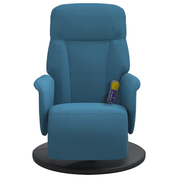 vidaXL Fauteuil inclinable de massage avec repose-pied bleu velours