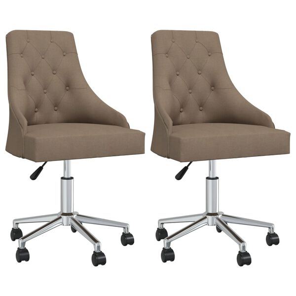 vidaXL Chaises pivotantes &agrave; manger lot de 2 taupe tissu