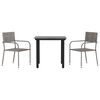 vidaXL Ensemble &agrave; manger de jardin 3pcs gris/noir r&eacute;sine tress&eacute;e/acier