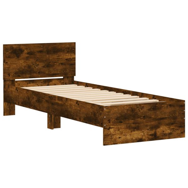 vidaXL Cadre de lit sans matelas avec tête de lit chêne fumé 90x190 cm