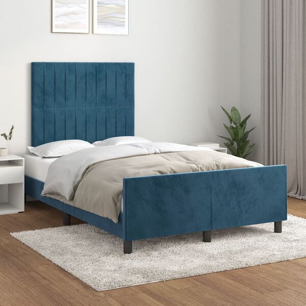 vidaXL Cadre de lit sans matelas bleu fonc&eacute; 120x190 cm velours