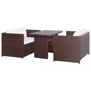 vidaXL Ensemble de bistro 3 pcs avec coussins marron r&eacute;sine tress&eacute;e