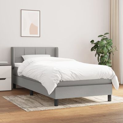 vidaXL Sommier à lattes de lit avec matelas Gris clair 100x200cm Tissu