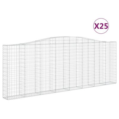 vidaXL Paniers à gabions arqués 25 pcs 400x30x140/160 cm Fer galvanisé