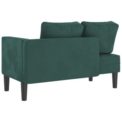 vidaXL Chaise longue avec coussins vert foncé velours