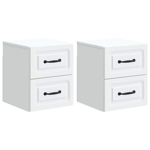 vidaXL Cabinet de chevet mural 2 pcs Blanc 34,5 x 33 x 40 cm