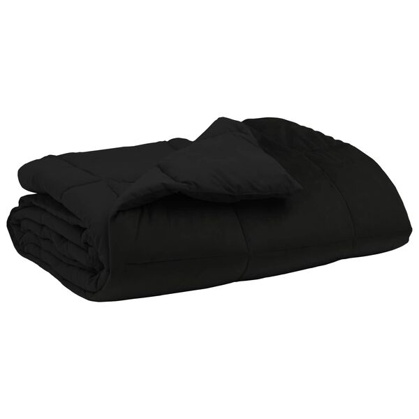 vidaXL Duvet d'&eacute;t&eacute; simple Matelass&eacute; Noir 220 x 260 cm Microfibre