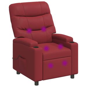 vidaXL Fauteuil de massage inclinable Bordeaux 75 x 93 x 102 cm Tissu