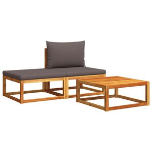 vidaXL Ensemble de canapés de jardin 3 pièces avec coussins, bois d'acacia et corde,