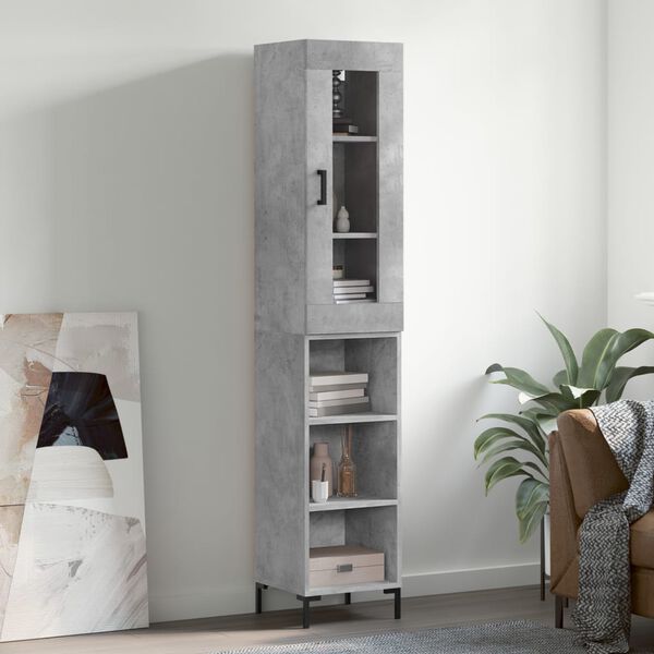 vidaXL Buffet haut Gris b&eacute;ton 34,5x34x180 cm Bois d'ing&eacute;nierie