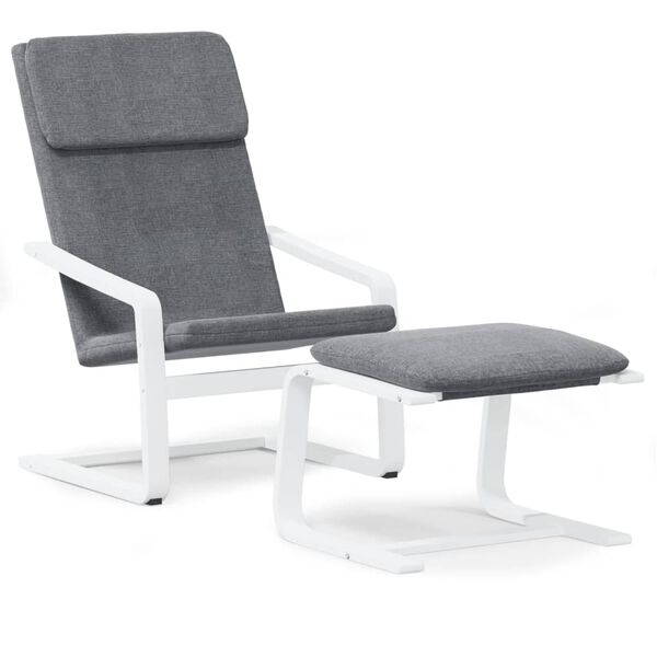 vidaXL Chaise de relaxation avec repose-pied Gris fonc&eacute; Tissu