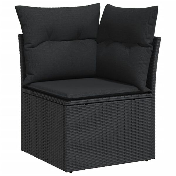 vidaXL Salon de jardin 9 pcs avec coussins noir r&eacute;sine tress&eacute;e