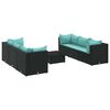 vidaXL Salon de jardin 7 pcs avec coussins Noir R&eacute;sine tress&eacute;e