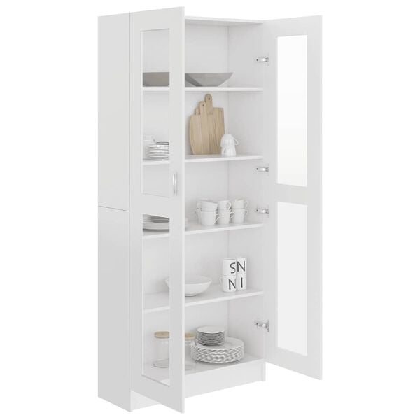 vidaXL Armoire &agrave; vitrine Blanc 82,5x30,5x185 cm Bois d'ing&eacute;nierie