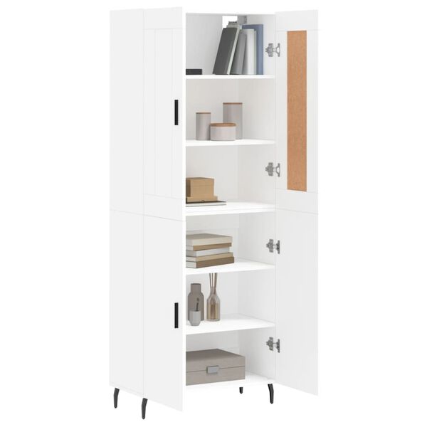 vidaXL Buffet haut Blanc 69,5x34x180 cm Bois d'ing&eacute;nierie