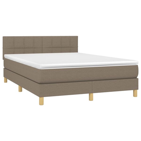 vidaXL Sommier &agrave; lattes de lit avec matelas LED Taupe 140x200 cm Tissu