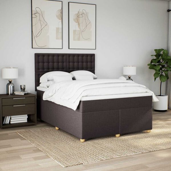vidaXL Sommier &agrave; lattes de lit avec matelas Marron fonc&eacute; 160x200 cm