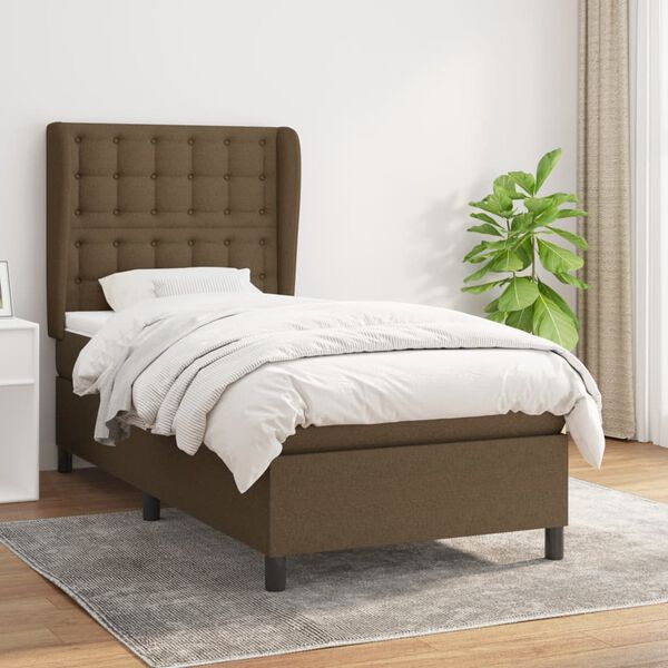 vidaXL Sommier &agrave; lattes de lit avec matelas Marron fonc&eacute; 80x200 cm