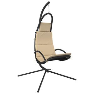 vidaXL Chaise balan&ccedil;oire de jardin et coussin cr&egrave;me tissu Oxford/acier