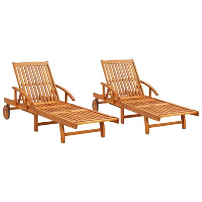 vidaXL Chaises longues lot de 2 Bois d'acacia solide