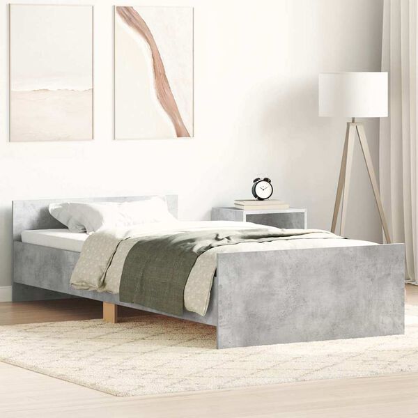 vidaXL Cadre de lit sans matelas gris béton 75x190 cm