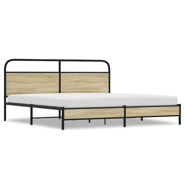 vidaXL Cadre de lit en m&eacute;tal sans matelas ch&ecirc;ne sonoma 183x213 cm