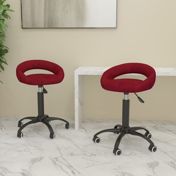 vidaXL Chaises &agrave; manger pivotantes lot de 2 rouge bordeaux velours