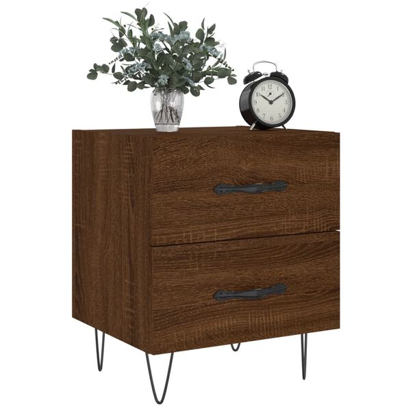 vidaXL Table de chevet ch&ecirc;ne marron 40x35x47,5 cm bois d&rsquo;ing&eacute;nierie