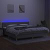 vidaXL Sommier &agrave; lattes de lit matelas LED Gris clair 200x200 cm Tissu