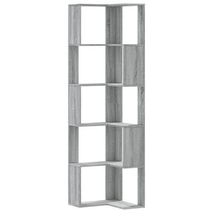 vidaXL Biblioth&egrave;que d'angle &agrave; 5 niveaux sonoma gris bois d'ing&eacute;nierie