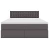 vidaXL Lit avec rangement et LED Gris 140 x 200 cm Cuir synthétique