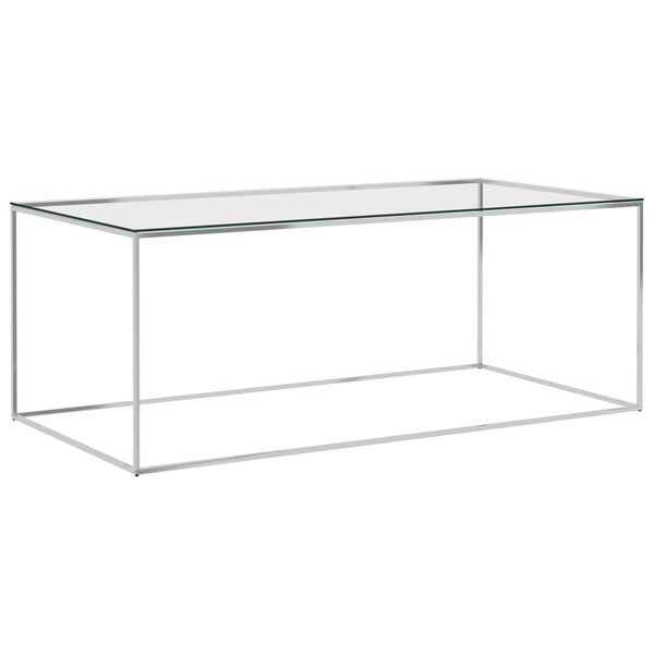 vidaXL Table basse Argenté 120x60x45 cm Acier inoxydable et verre