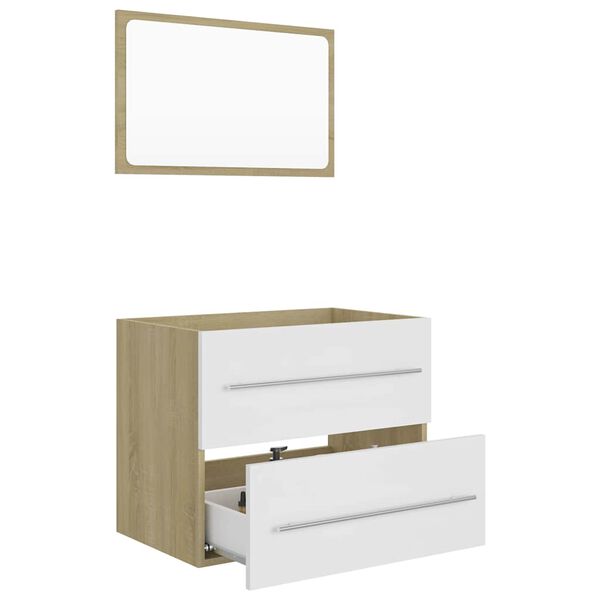 vidaXL Ensemble de meubles de salle de bain 2pcs Blanc et ch&ecirc;ne sonoma